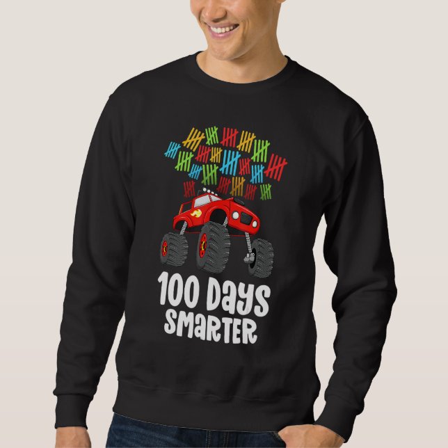 Sweatshirt Boys 100th Day of School  Monster Truck 100 Smarte (Devant)