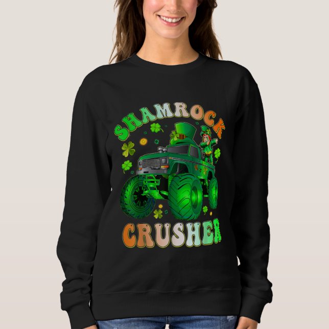 Sweatshirt Boys Saint Patricks Day Monster Truck Shamrock Cru (Devant)