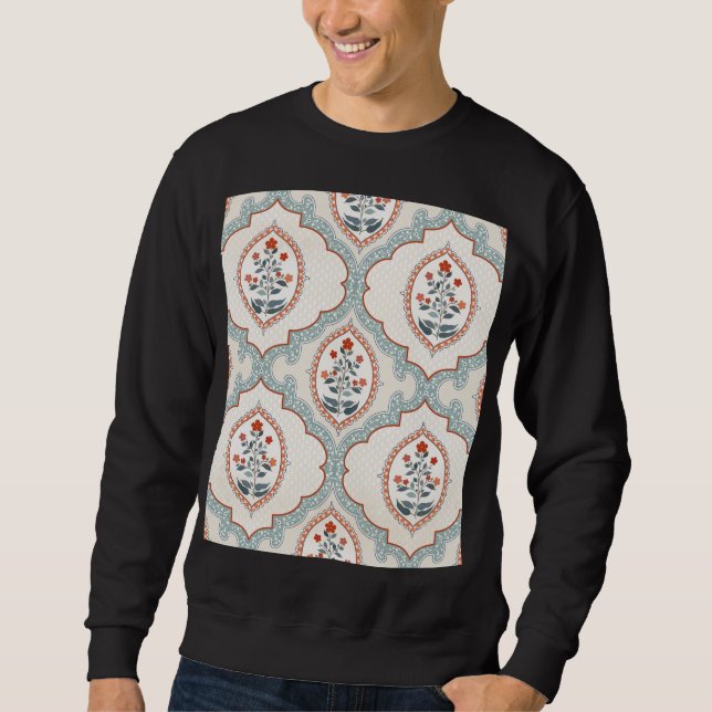 Sweatshirt Branches de fleurs vintages, textile indien. (Devant)
