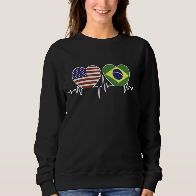 Sweatshirt Brasilia USA - Brasilian American Twin Hearts (Devant)