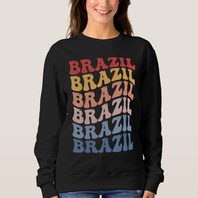 Sweatshirt Brazil Groovy Retro Brazilian (Devant)