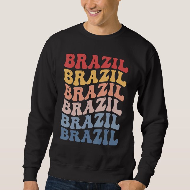 Sweatshirt Brazil Groovy Retro Brazilian (Devant)