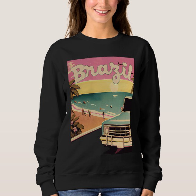 Sweatshirt Brazil Retro Beach Vacation Graphics Brazilian Sur (Devant)