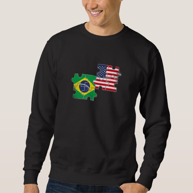 Sweatshirt Brazil USA Brazilian American Flag (Devant)