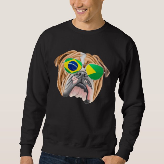 Sweatshirt Brazilian Flag Bulldog Dog Brazil Pocket (Devant)