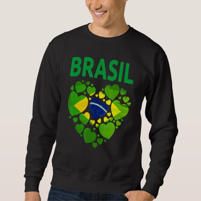 Sweatshirt Brazilian Flag Heart Idea For Women & Brazil Flag  (Devant)