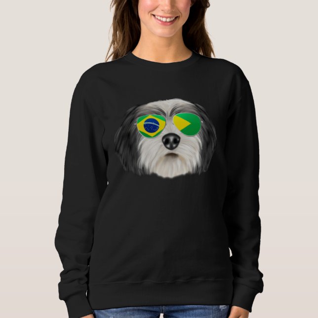 Sweatshirt Brazilian Flag Polish Lowland Sheepdog Dog Brazil  (Devant)