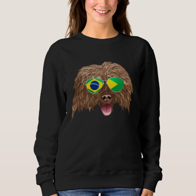 Sweatshirt Brazilian Flag Spanish Water Dog Dog Brazil Pocket (Devant)