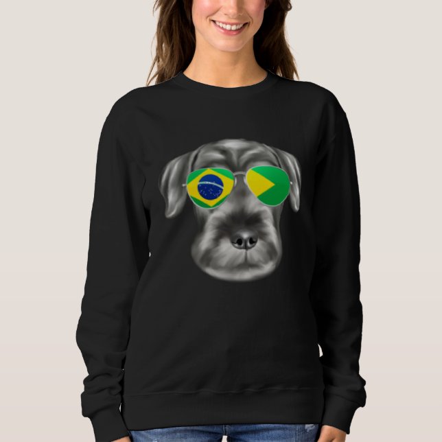 Sweatshirt Brazilian Flag Standard Schnauzer Dog Brazil Pocke (Devant)