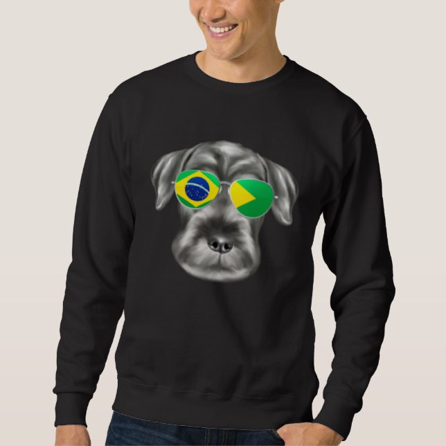 Sweatshirt Brazilian Flag Standard Schnauzer Dog Brazil Pocke (Devant)
