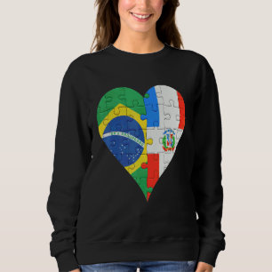 Sweatshirt Brésil Dominicaine Drapeau Coeur 1