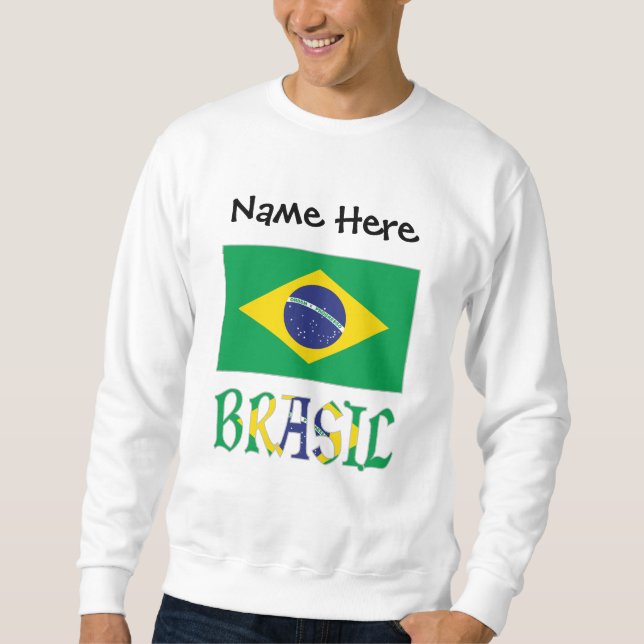 Sweatshirt Brésil Drapeau Brésil Nom Personnalisé (Devant)