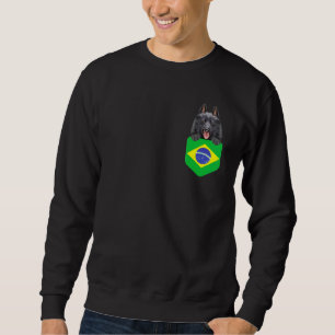 Sweatshirt Brésil Drapeau Chien Schipperke À Poche