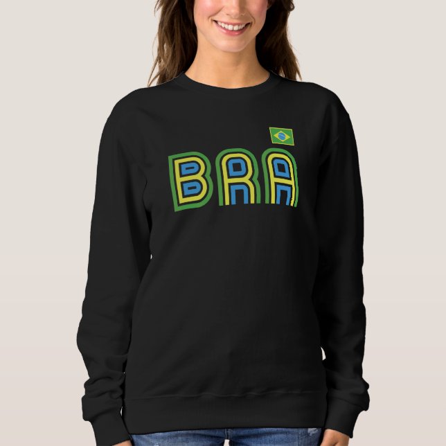 Sweatshirt Brésil Drapeau Rétro Pays International Brasil Pri (Devant)