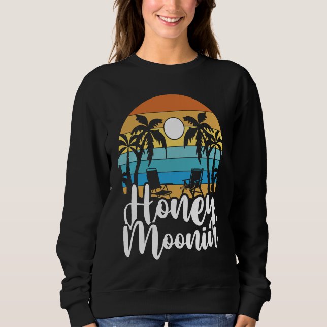 Sweatshirt Bride Groom Vacation Newlywed Honeymoon Retro Hone (Devant)