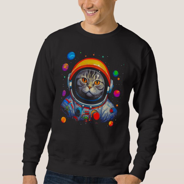 Sweatshirt British Shorthair Cat Astronaut (Devant)