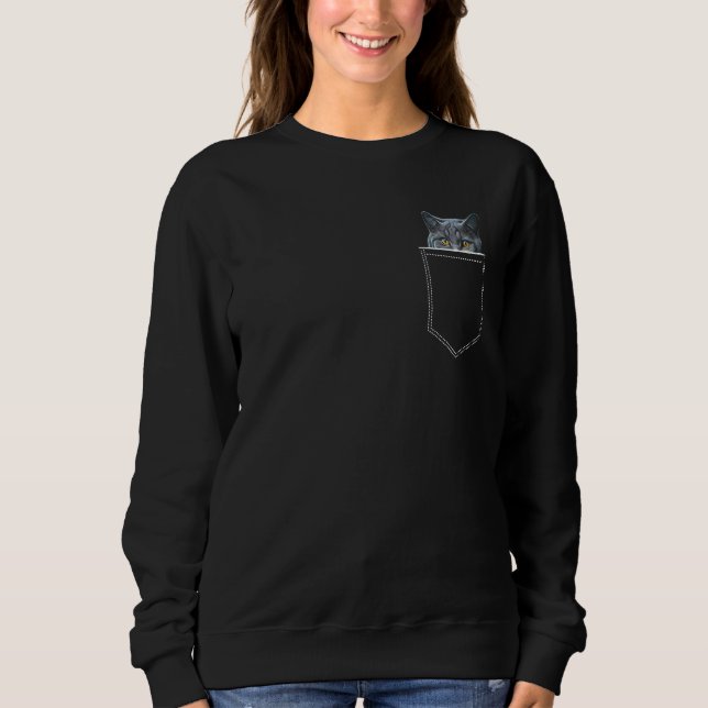 Sweatshirt British Shorthair Cat In A Pocket Blue Cats Owner  (Devant)