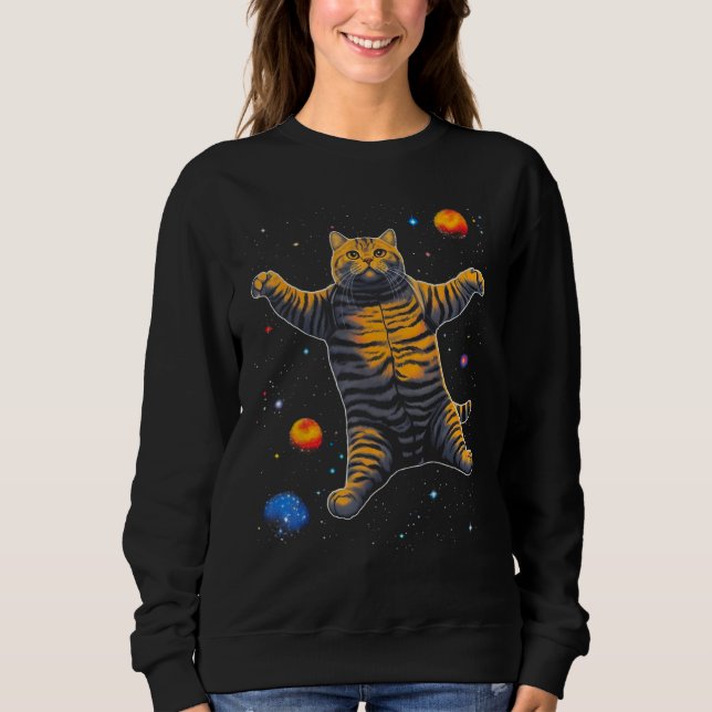 Sweatshirt British Shorthair Cat in Space (Devant)