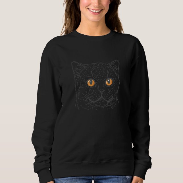 Sweatshirt British Shorthair Cat with Copper Eyes (Devant)