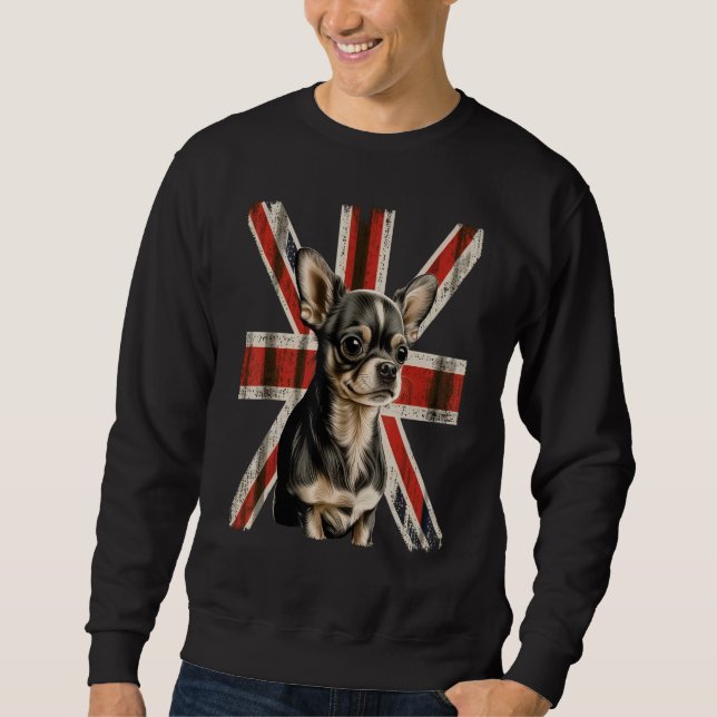 Sweatshirt British UK Chihuahua on Great Britain Chihuahua (Devant)