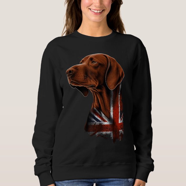 Sweatshirt British UK Vizsla on Great Britain Vizsla (Devant)