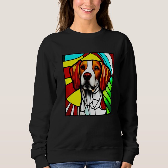 Sweatshirt Brittany Spaniel - Colorful Stained Glass Premium (Devant)