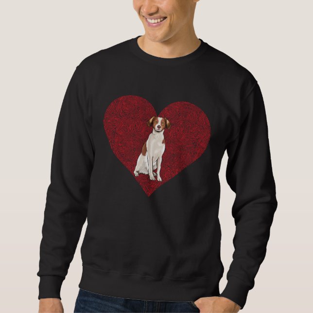 Sweatshirt Brittany Valentines Day Dog Love Fingerprint (Devant)