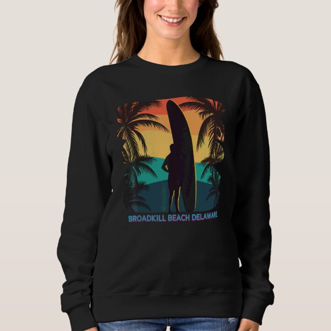 Sweatshirt Broadkill Beach Delaware De Palm Tree Surf Su (Devant)