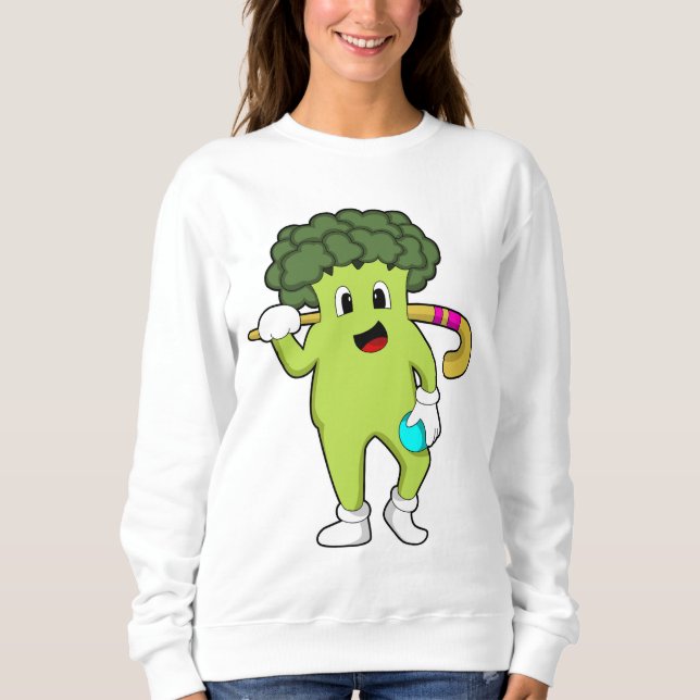 Sweatshirt Broccoli à Hockey avec chauve-souris de hockey (Devant)