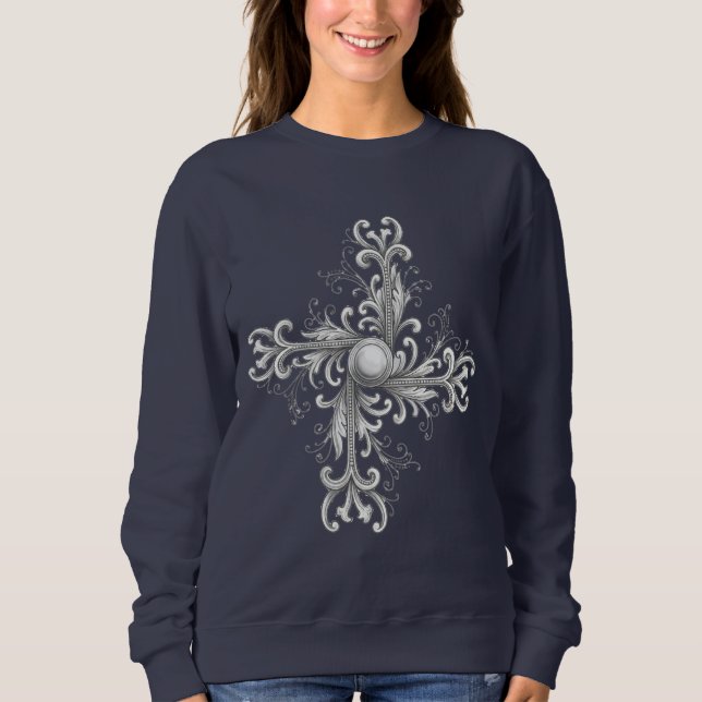 Sweatshirt Broche en filigrane d'argent en forme de quatre fe (Devant)