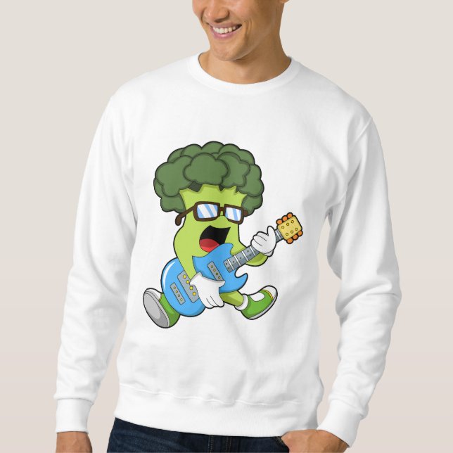 Sweatshirt Brocoli comme musicien avec guitare (Devant)