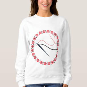 Sweatshirt Broderie Florale Rouge Aiguille et Fil Esthétique 