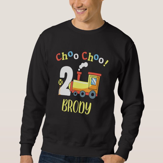 Sweatshirt Brody Choo Choo Deux Train 2e Anniversaire à 2 ans (Devant)