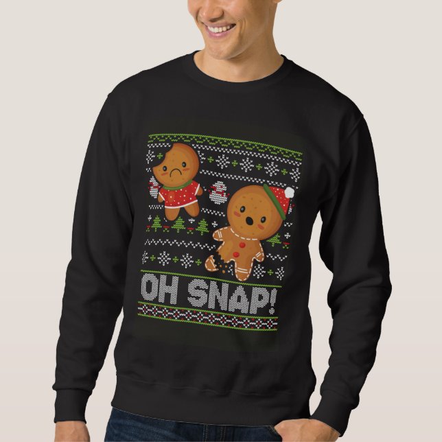 Sweatshirt Broken Leg Head Gingerbreads Girl Boy Dancing Snow (Devant)