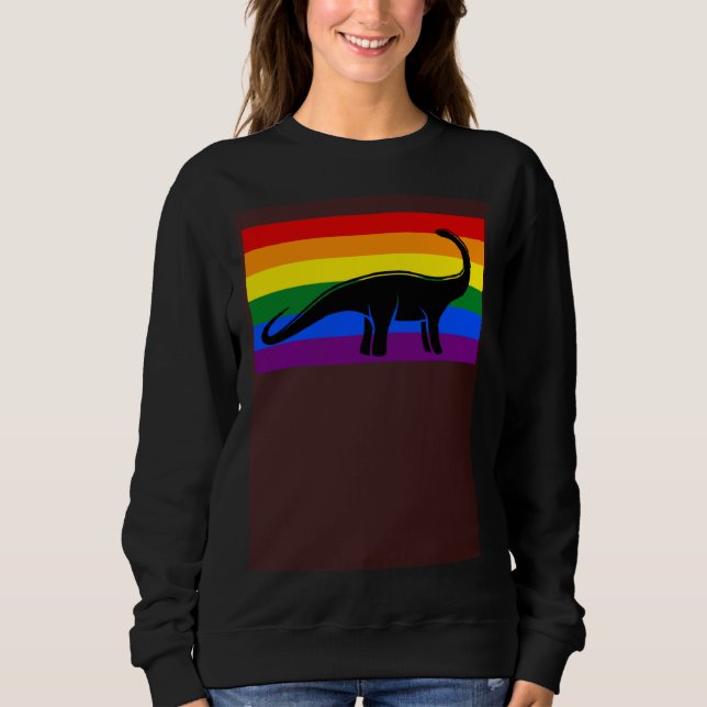 Sweatshirt Brontosaurus Dinosaur  Gay Pride Flag Aesthetic (Devant)