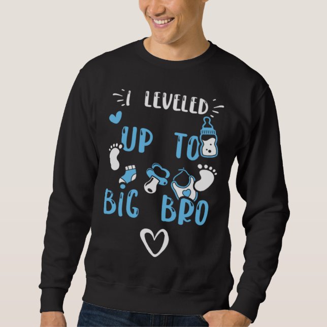 Sweatshirt Brother I Leveled Up To Big Bro  Baby Boy Sayings (Devant)
