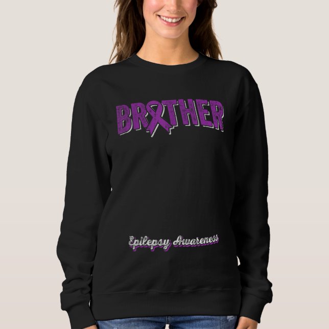 Sweatshirt Brother of a Warrior Epilepsy Brother Purple Ribbo (Devant)