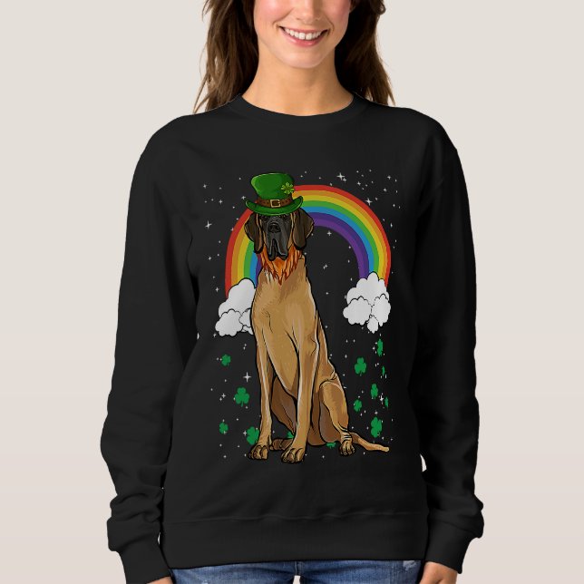 Sweatshirt Brown Great Dane St Patricks Day Leprechaun (Devant)
