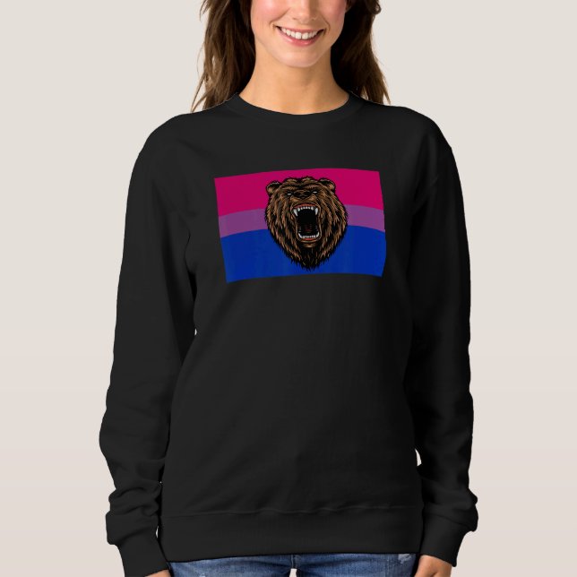 Sweatshirt Brown Grizzly Oear Love Bisexual Fierté Drapeau Wi (Devant)