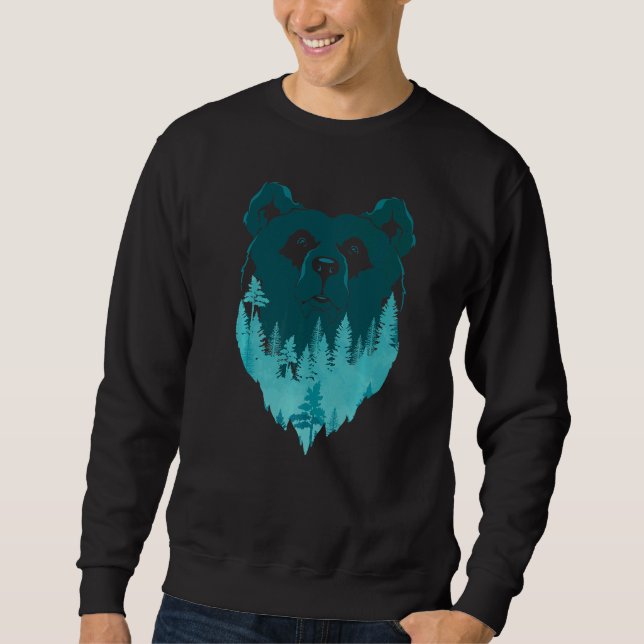 Sweatshirt Brown Ours Nature Forêt Arbres Faune Animal Be (Devant)