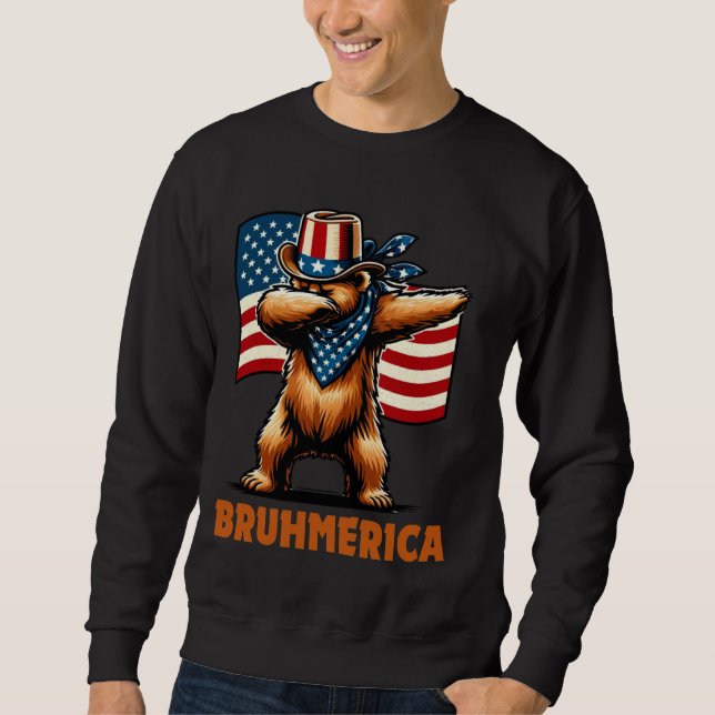 Sweatshirt Bruhmerica Amateurs D'Ours Avec USA America Drapea (Devant)