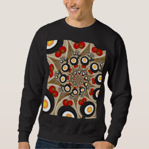 Sweatshirt Brunch Fractal Art Drôle Nourriture, Tomates, Oeuf