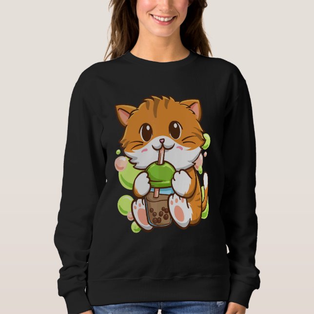 Sweatshirt Bubble Tea Cat Boba Tea Drinker Tapioca Balls cat (Devant)