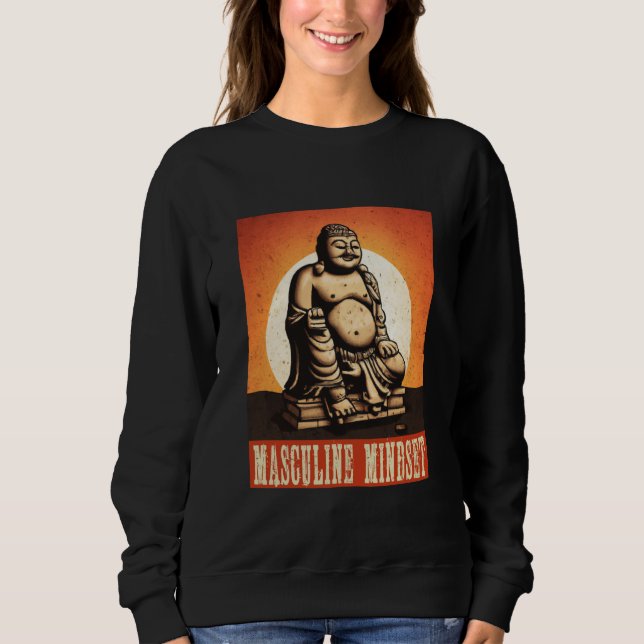Sweatshirt buddha statue masculine mindset retro sun style (Devant)