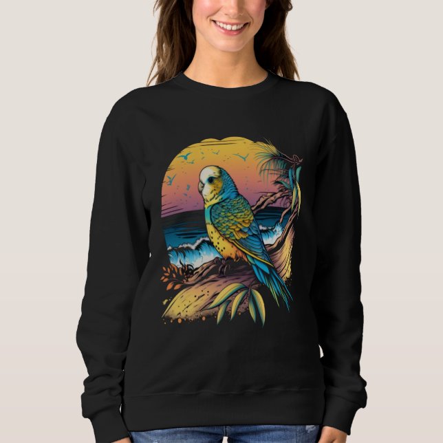 Sweatshirt Budgie Beach Budgerigar Parakeet Bird Summer  3 (Devant)