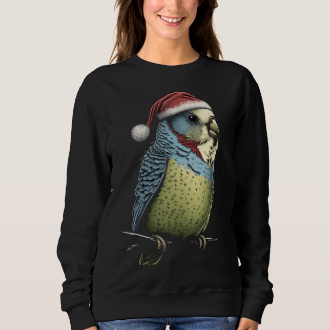 Sweatshirt Budgie Christmas Budgerigar Santa Hat Parakeet Bir (Devant)