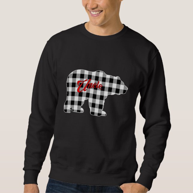 Sweatshirt Buffalo Black and White Plaid Uncle Bear Christmas (Devant)