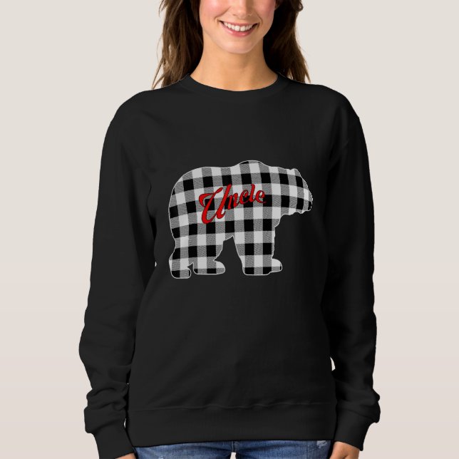 Sweatshirt Buffalo Black and White Plaid Uncle Bear Christmas (Devant)