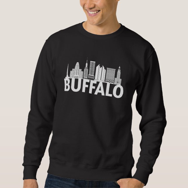 Sweatshirt Buffalo New York USA City Skyline Silhouette Outli (Devant)