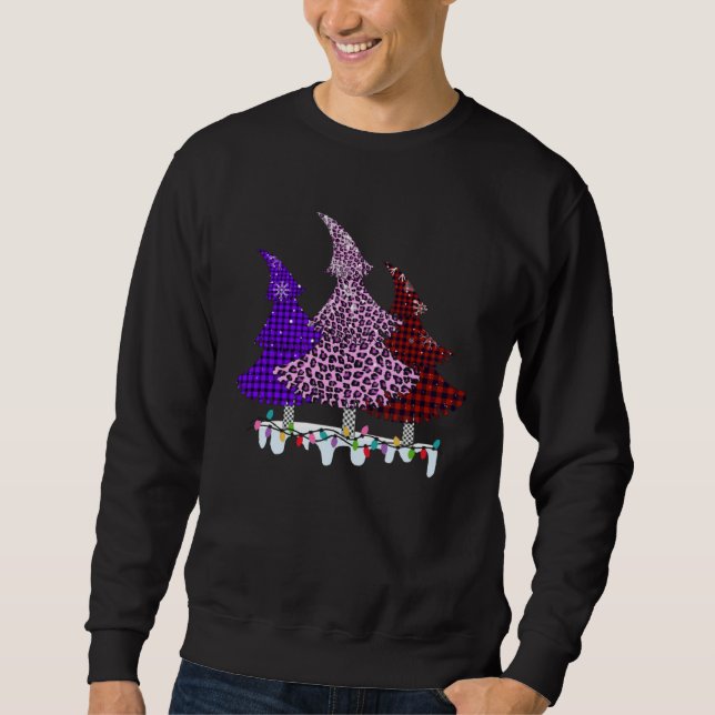 Sweatshirt Buffalo Plaid and Leopard Christmas Tree (Devant)
